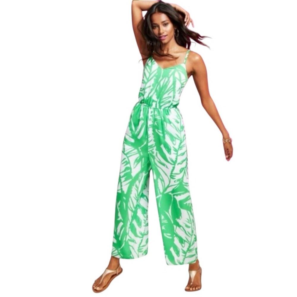 Lilly Pulitzer for Target Green Palm Print Sleeveless Jumpsuit Size Medium